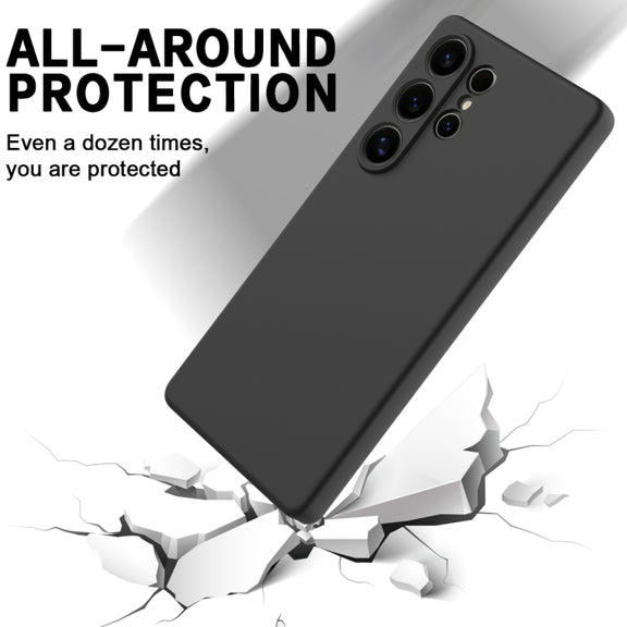 For Samsung Galaxy S25 Ultra Solid Color Liquid Silicone Dropproof Full Coverage Phone Case(Black)