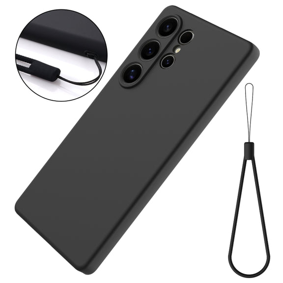 For Samsung Galaxy S25 Ultra Solid Color Liquid Silicone Dropproof Full Coverage Phone Case(Black)
