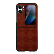 For OPPO Find N2 Flip Weave Plaid PU Phone Case(Brown) - OPPO Cases by PMC TechLife | Online Shopping South Africa | PMC TechLife | Buy Now Pay Later Mobicred