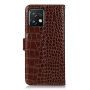 For Motorola Moto X40 Pro Crocodile Top Layer Cowhide Leather Phone Case(Brown)