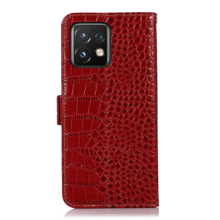 For Motorola Moto X40 Pro Crocodile Top Layer Cowhide Leather Phone Case(Red)