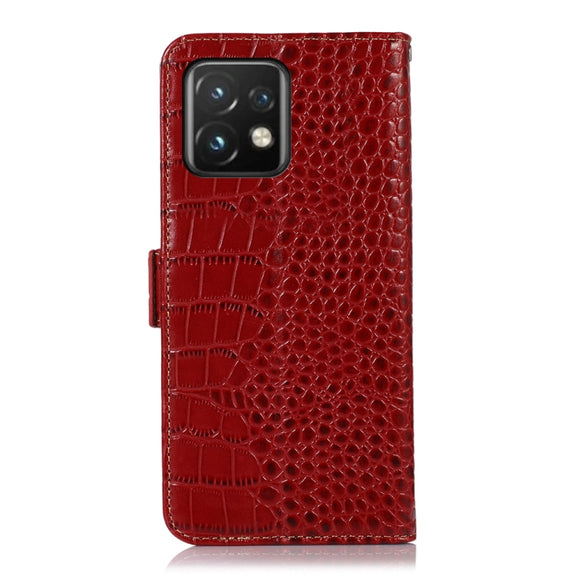 For Motorola Moto X40 Pro Crocodile Top Layer Cowhide Leather Phone Case(Red)
