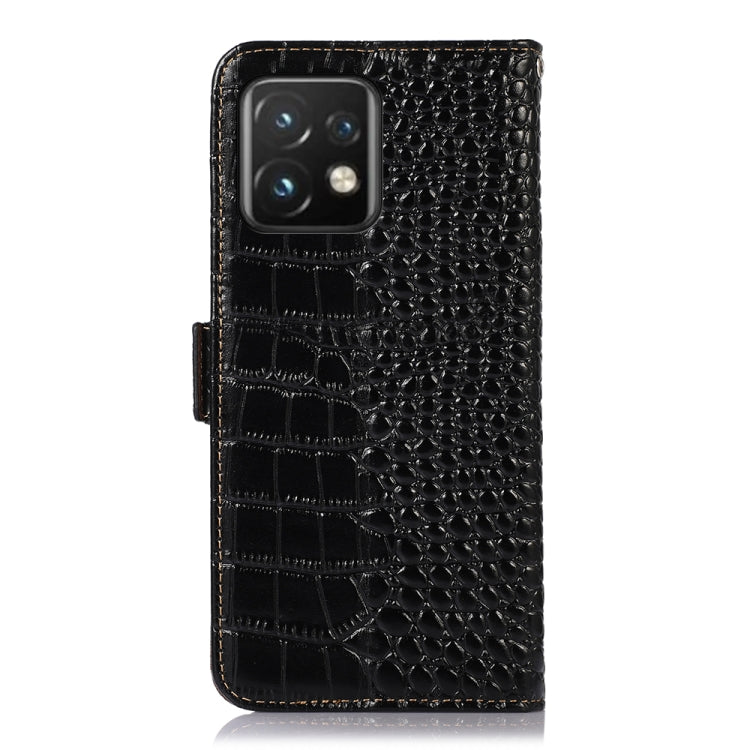 For Motorola Moto X40 Pro Crocodile Top Layer Cowhide Leather Phone Case(Black)