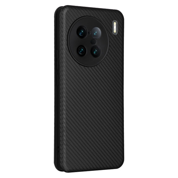 For vivo X90 Pro+ 5G Carbon Fiber Texture Flip Leather Phone Case(Black)