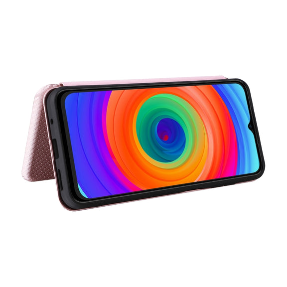 For Ulefone Note 14 Carbon Fiber Texture Flip Leather Phone Case(Pink)