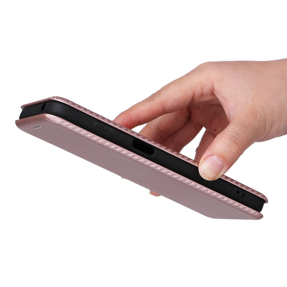 For Ulefone Note 14 Carbon Fiber Texture Flip Leather Phone Case(Pink)