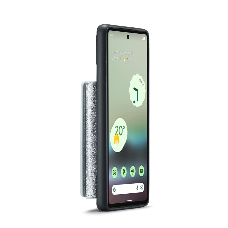For Google Pixel 6a DG.MING M3 Series Glitter Powder Card Bag Leather Case(Silver)