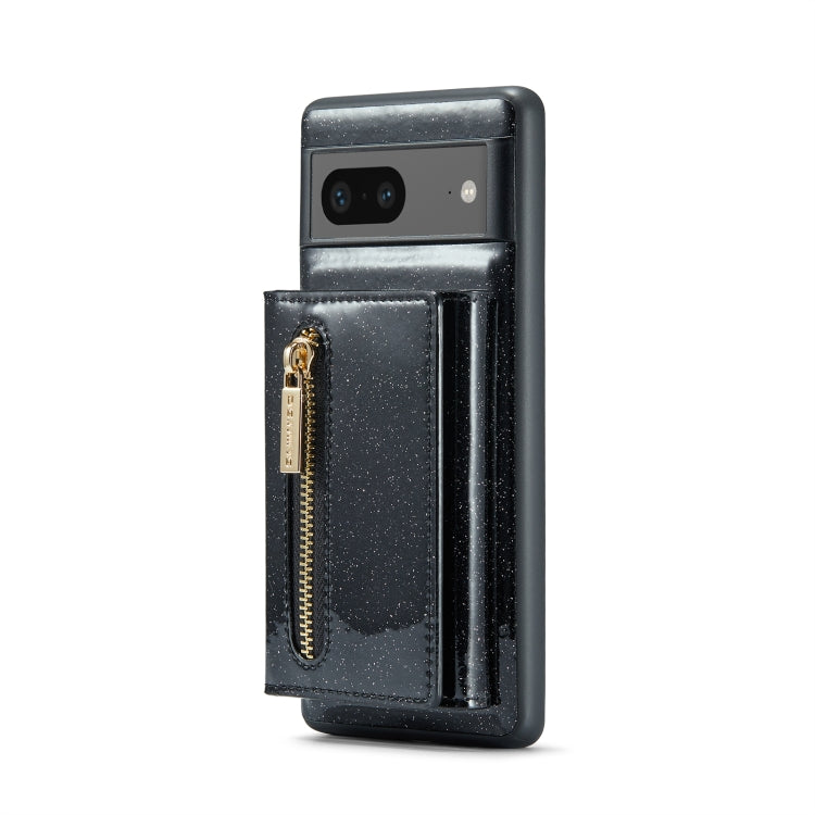 For Google Pixel 7 DG.MING M3 Series Glitter Powder Card Bag Leather Case(Black)