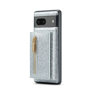 For Google Pixel 7 DG.MING M3 Series Glitter Powder Card Bag Leather Case(Silver)