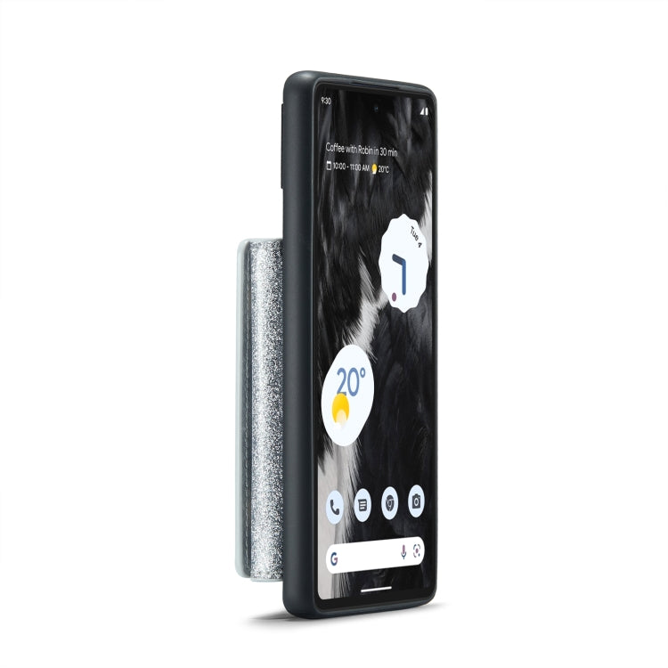 For Google Pixel 7 DG.MING M3 Series Glitter Powder Card Bag Leather Case(Silver)