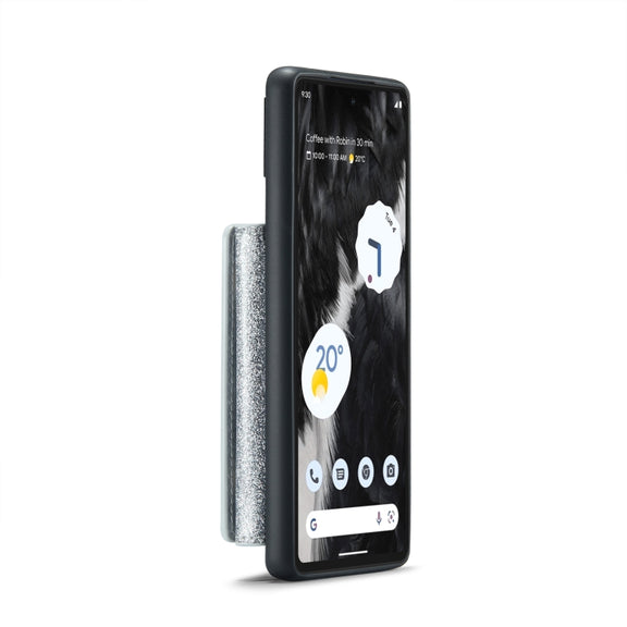 For Google Pixel 7 DG.MING M3 Series Glitter Powder Card Bag Leather Case(Silver)