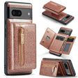 For Google Pixel 7 DG.MING M3 Series Glitter Powder Card Bag Leather Case(Rose Gold) - free shipping - PMC TechLife - Order now!