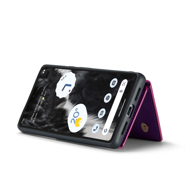 For Google Pixel 7 DG.MING M3 Series Glitter Powder Card Bag Leather Case(Dark Purple)