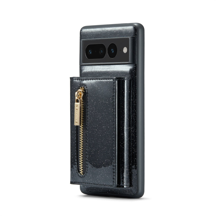 For Google Pixel 7 Pro DG.MING M3 Series Glitter Powder Card Bag Leather Case(Black)