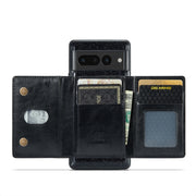 For Google Pixel 7 Pro DG.MING M3 Series Glitter Powder Card Bag Leather Case(Black)