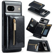 For Google Pixel 7A DG.MING M3 Series Glitter Powder Card Bag Leather Case(Black)