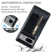 For Google Pixel 7A DG.MING M3 Series Glitter Powder Card Bag Leather Case(Black)