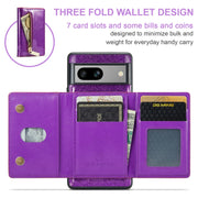 For Google Pixel 7A DG.MING M3 Series Glitter Powder Card Bag Leather Case(Dark Purple)