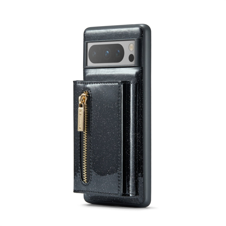 For Google Pixel 8 Pro DG.MING M3 Series Glitter Powder Card Bag Leather Case(Black)