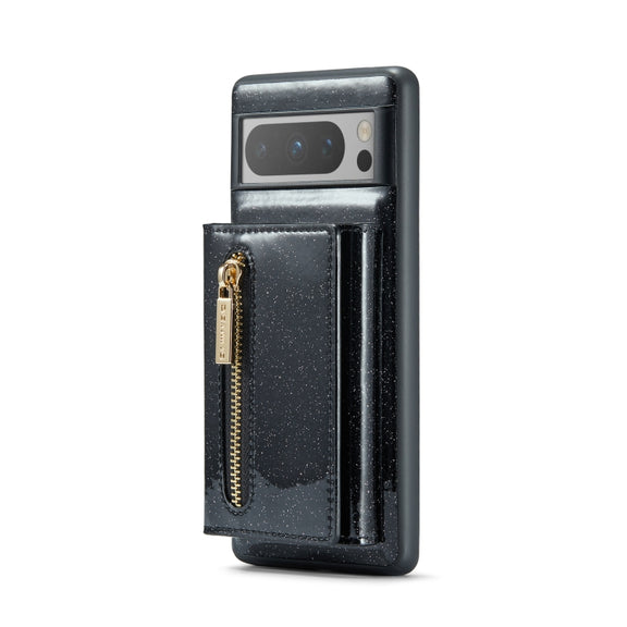 For Google Pixel 8 Pro DG.MING M3 Series Glitter Powder Card Bag Leather Case(Black)