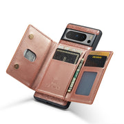 For Google Pixel 8 Pro DG.MING M3 Series Glitter Powder Card Bag Leather Case(Rose Gold)
