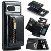 For Google Pixel 8 DG.MING M3 Series Glitter Powder Card Bag Leather Case(Black)