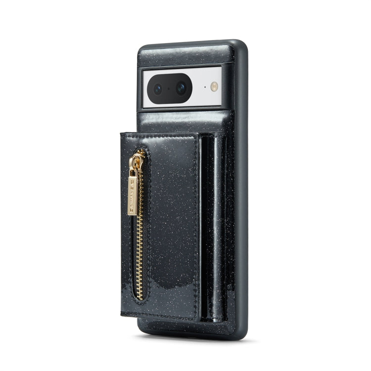For Google Pixel 8 DG.MING M3 Series Glitter Powder Card Bag Leather Case(Black)