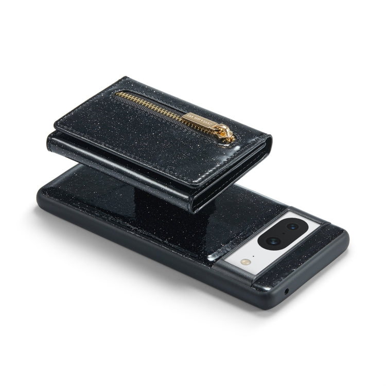 For Google Pixel 8 DG.MING M3 Series Glitter Powder Card Bag Leather Case(Black)