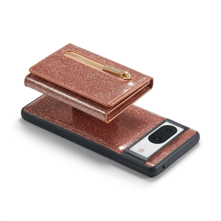 For Google Pixel 8 DG.MING M3 Series Glitter Powder Card Bag Leather Case(Rose Gold)