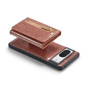 For Google Pixel 8 DG.MING M3 Series Glitter Powder Card Bag Leather Case(Rose Gold)