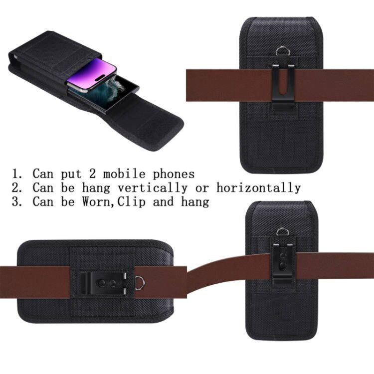 For 6.5-6.9 inch Smartphones Vertical Double Grid Oxford Cloth Phone Case(Black)