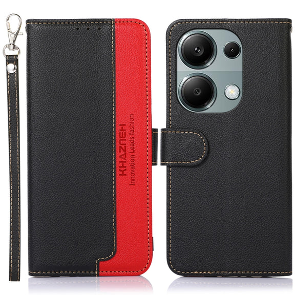 For Xiaomi Redmi Note 13 4G KHAZNEH Litchi Texture Leather RFID Phone Case(Black)