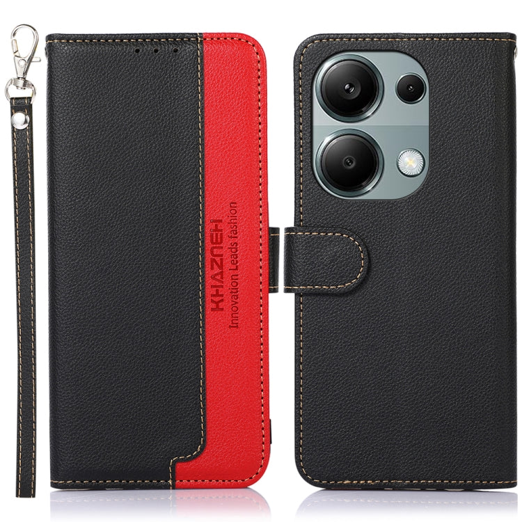 For Xiaomi Redmi Note 13 4G KHAZNEH Litchi Texture Leather RFID Phone Case(Black)