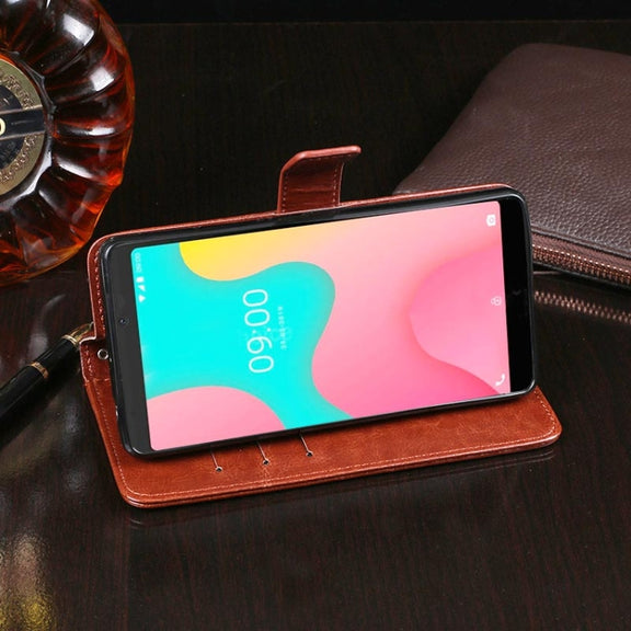 For Wiko Y60 idewei Crazy Horse Texture Horizontal Flip Leather Case with Holder & Card Slots & Wallet(Red)