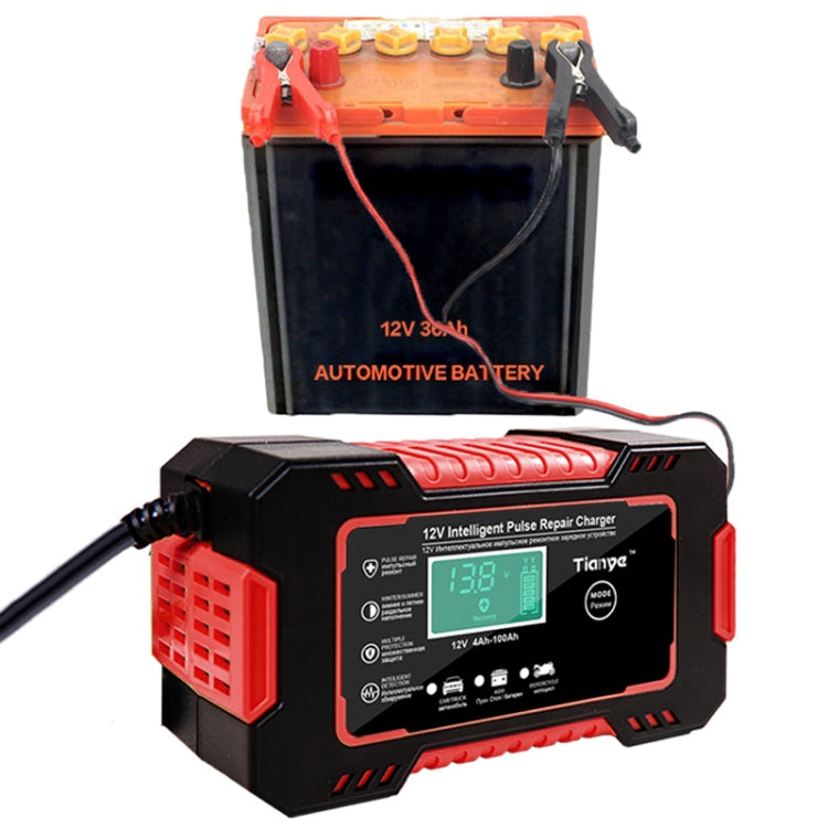Motorcycle / Car Battery Smart Charger with LCD Creen, Plug Type:UK Plug(Red)