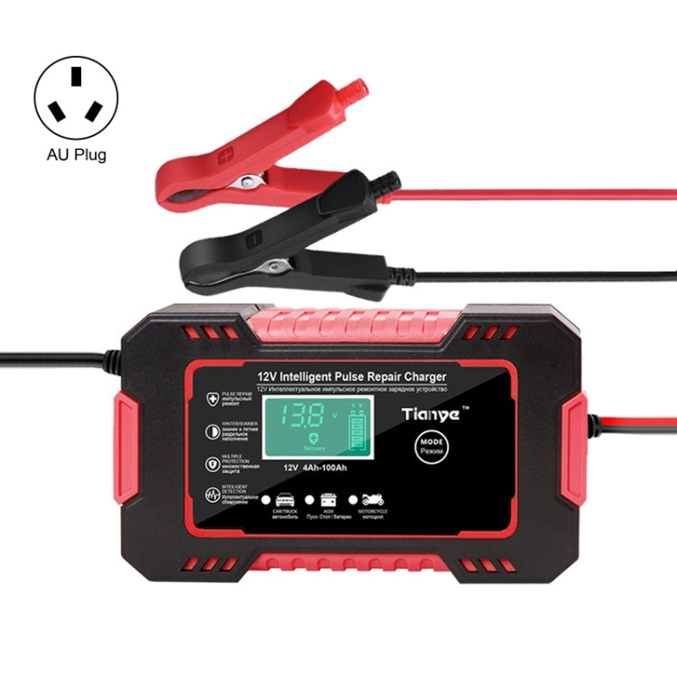 Motorcycle / Car Battery Smart Charger with LCD Creen, Plug Type:AU Plug(Red)