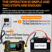 Motorcycle / Car Battery Smart Charger with LCD Creen, Plug Type:UK Plug(Yellow)