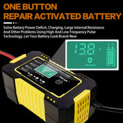 Motorcycle / Car Battery Smart Charger with LCD Creen, Plug Type:US Plug(Yellow)