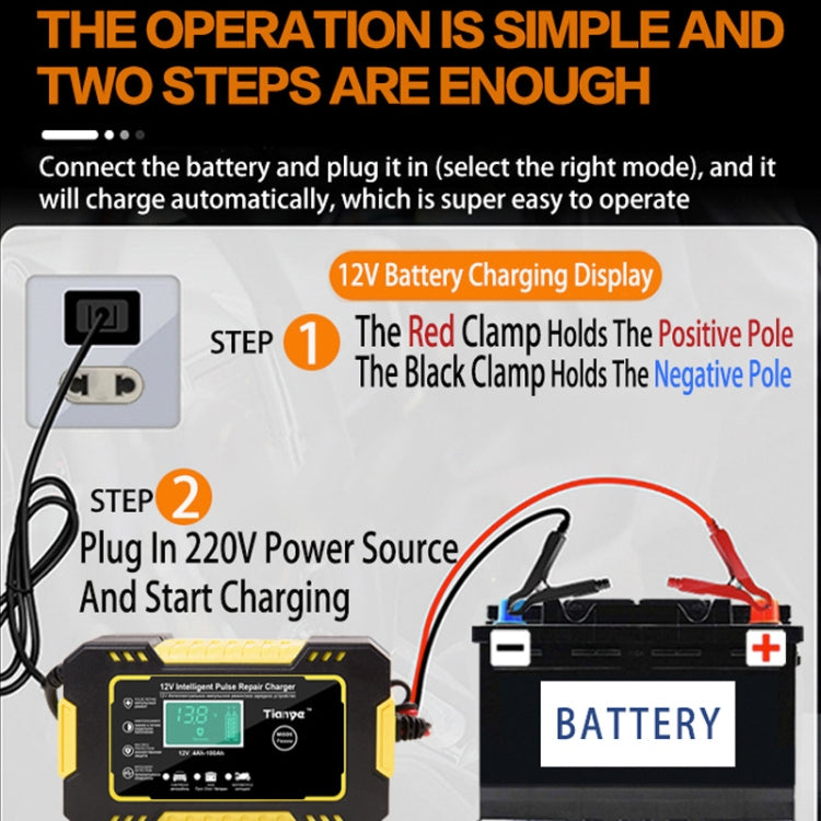 Motorcycle / Car Battery Smart Charger with LCD Creen, Plug Type:AU Plug(Yellow)