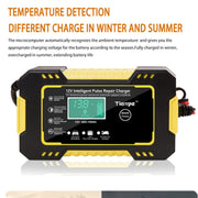 Motorcycle / Car Battery Smart Charger with LCD Creen, Plug Type:EU Plug(Yellow)