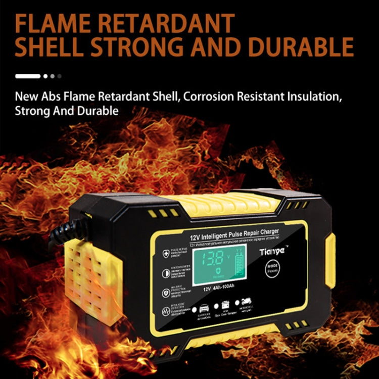 Motorcycle / Car Battery Smart Charger with LCD Creen, Plug Type:EU Plug(Yellow)