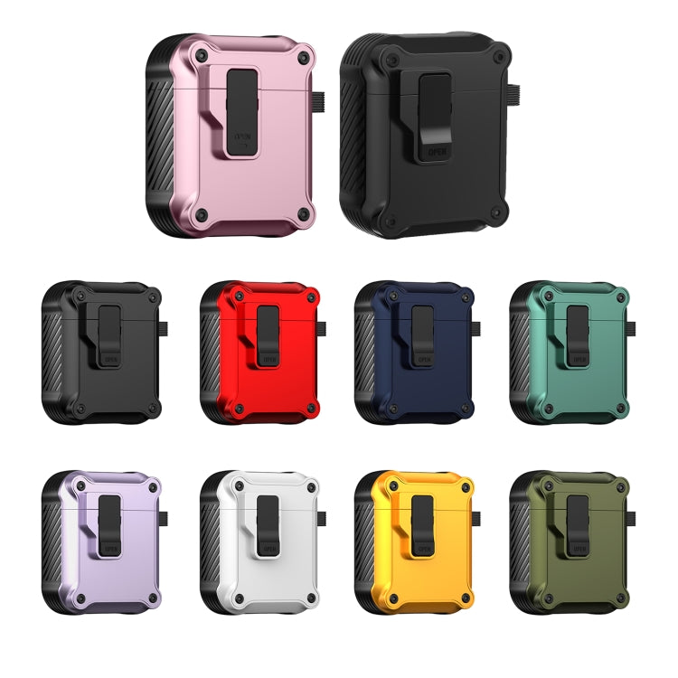 For AirPods 1 / 2 Eagle Shockproof Earphone Protective Case with Switch(Purple)