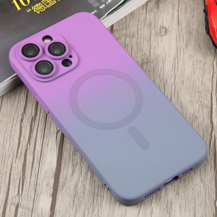 For iPhone 14 Liquid TPU Silicone Gradient MagSafe Phone Case(Purple)