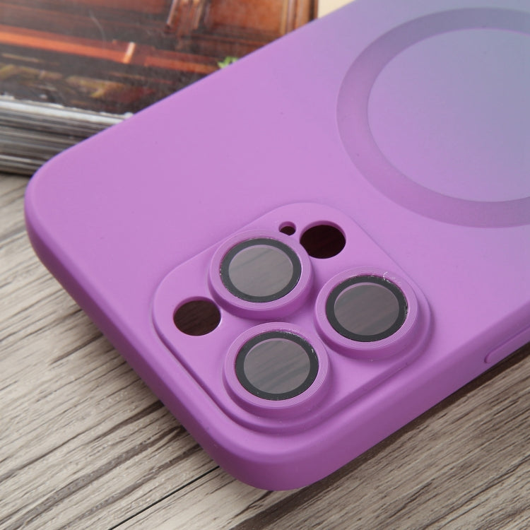 For iPhone 14 Liquid TPU Silicone Gradient MagSafe Phone Case(Purple)