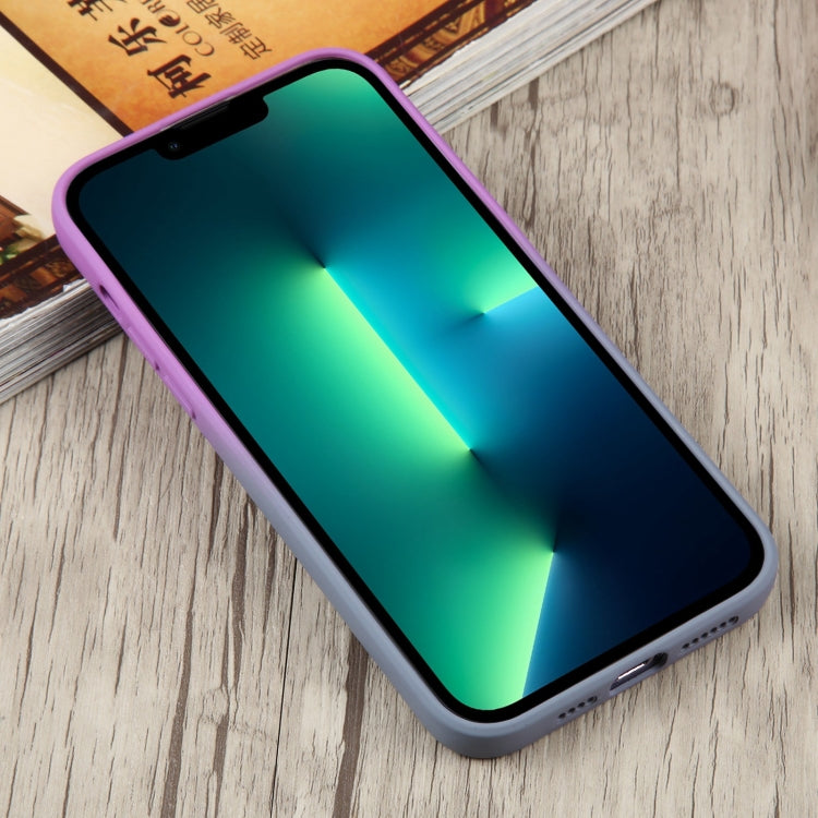 For iPhone 13 Pro Max Liquid TPU Silicone Gradient MagSafe Phone Case(Purple)
