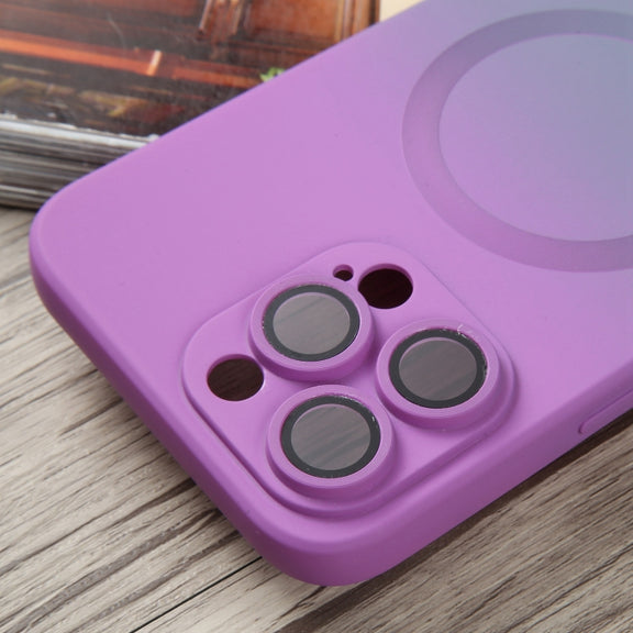 For iPhone 13 Pro Max Liquid TPU Silicone Gradient MagSafe Phone Case(Purple)