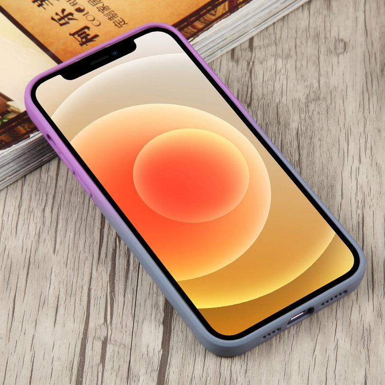 For iPhone 12 Liquid TPU Silicone Gradient MagSafe Phone Case(Purple)