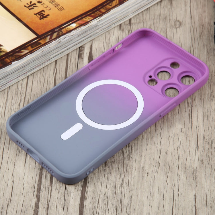 For iPhone 12 Liquid TPU Silicone Gradient MagSafe Phone Case(Purple)