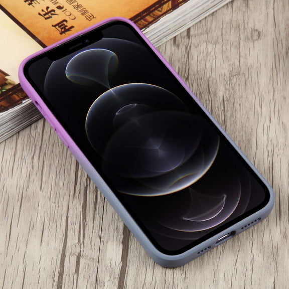 For iPhone 12 Pro Liquid TPU Silicone Gradient MagSafe Phone Case(Purple)