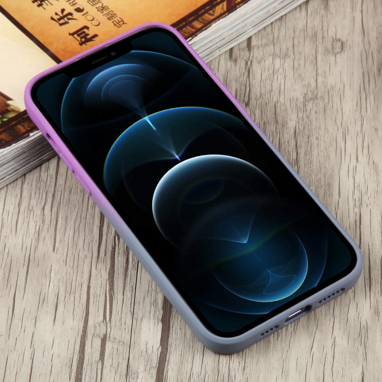 For iPhone 12 Pro Max Liquid TPU Silicone Gradient MagSafe Phone Case(Purple)